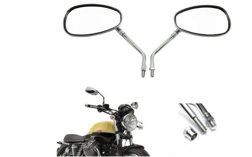 Chromowane Boczne Lusterka Motocyklowe Uniwersalne M10