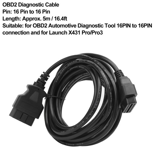 Разъем диагностического кабеля OBD2 длиной 5 м.
