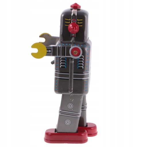 Klasyczna zabawka z cyny nakrecany robot z