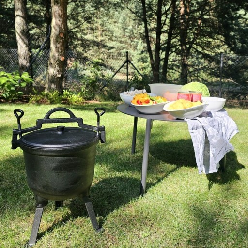ЧУГУННЫЙ КАЛДЕЛЬ, Венгерский охотничий котелок, жареное мясо, 4л, для камина ГРИЛЬ