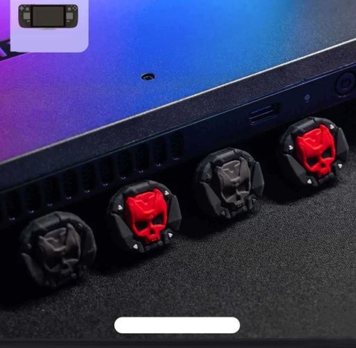 NAKŁADKI GUMKI SILIKONOWE SKULL 4-PACK DO STEAM DECK BIAŁO-CZERWONE - 4 szt