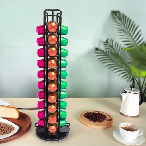 Вращающийся подставкой для капсул Nespresso, 40 шт., черный, с дозатором