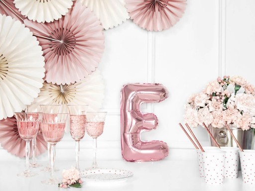 Foil Balloon Pink Gold Letter E Письмо 35 см