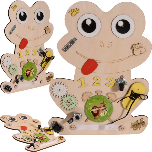 TABLICA MANIPULACYJNA SENSORYCZNA MONTESSORI ŻABKA