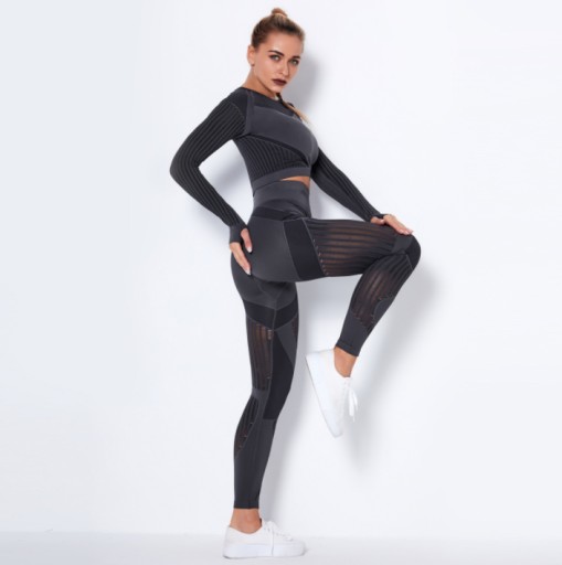 КОМПЛЕКТ бесшовных спортивных леггинсов PUSH UP ТОП моделирование HIGH WEATHER L