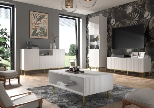 Ravenna B 150 Тумба под ТВ, 3D вырез, белый матовый, штифты