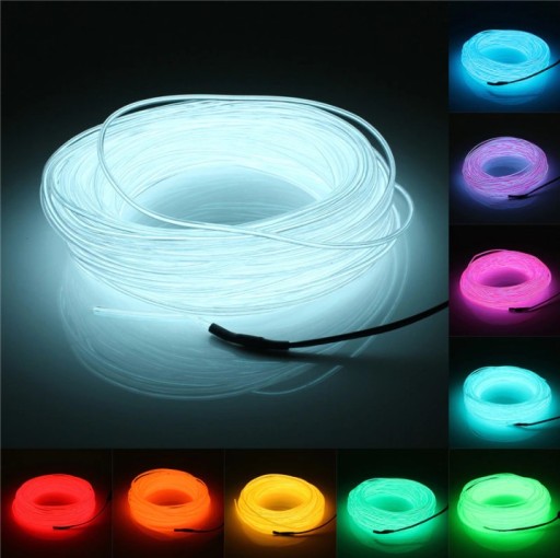 2M ŚWIATŁOWÓD EL WIRE LED TAŚMA PASEK BATERIE AA