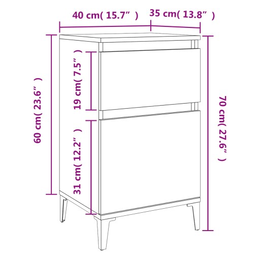 vidaXL Прикроватная тумбочка Белый 40x35x70 см