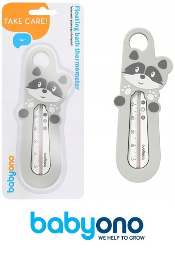 BABYONO безртутный термометр для детской ванночки с изображением енота