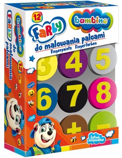 КРАСКИ + ШТАМПЫ для пальчиковой росписи, 12 цветов BAMBINO