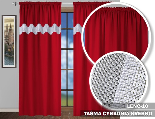 ZASŁONA GOTOWA LEN MATOWY CYRKONIE 250X145 TAŚMA SREBRNA