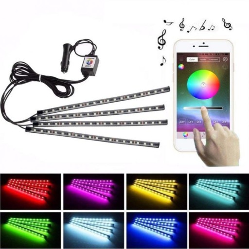 Автомобильные светодиодные ленты, RGB подсветка салона автомобиля, окружающее освещение Белая сигара