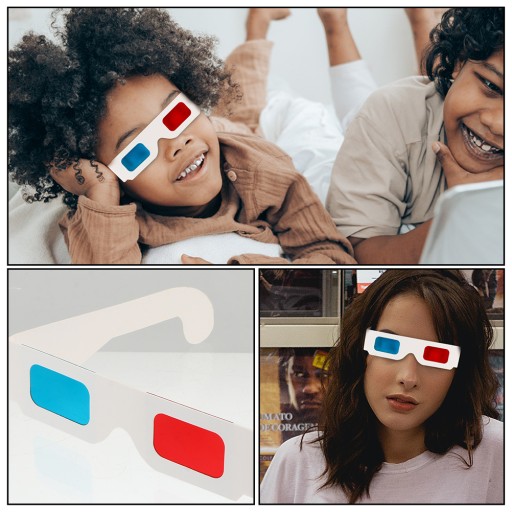 3D БУМАЖНЫЕ ОЧКИ БЕЛЫЕ 30 ШТ.