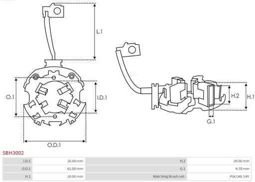 СТАРТЕРНЫЙ ДЕРЖАТЕЛЬ ЩЕТКИ AS-PL SBH3002