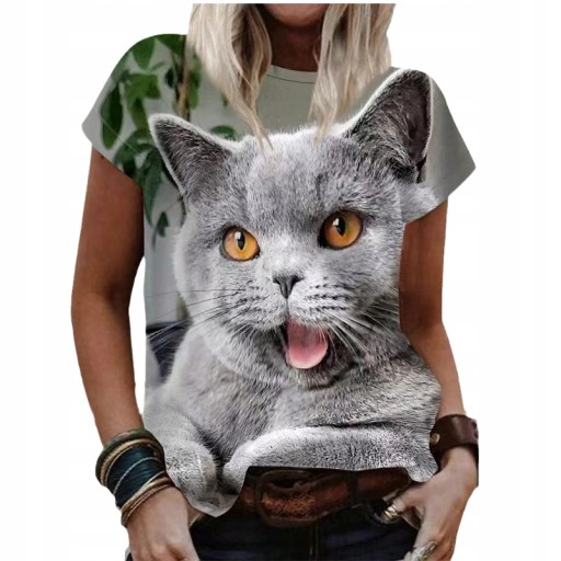 ФУТБОЛКА ЖЕНСКАЯ, ФУТБОЛКА С ПОЛНЫМ ПРИНТОМ 3D CAT