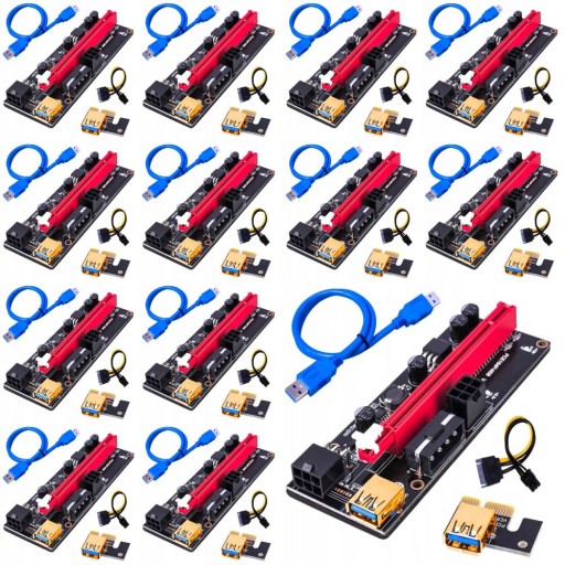 Набор из 12 шт. Riser 009S GOLD USB 3.0 PCI-E 1x-16x