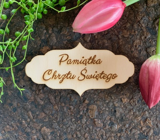 Tabliczka z napisem pamiątka chrztu click it 12 cm
