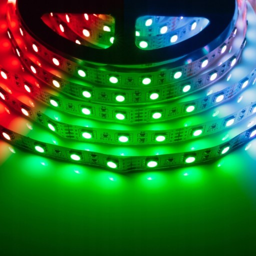 TAŚMA LED 10M RGB LEDY 5050 LISTWA 230v 12v KOLOROWA NA PILOTA WODOODPORNA