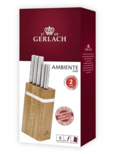 Ножи Gerlach Ambiente OAK в деревянном бруске