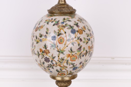 Stylowy ŚWIECZNIK BOGATO ZDOBIONY Porcelana + Brąz