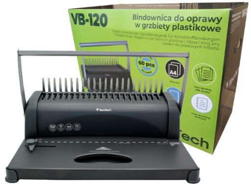 Profesjonalna bindownica Verotech VB-120 + czterootworowy dziurkacz +zestaw