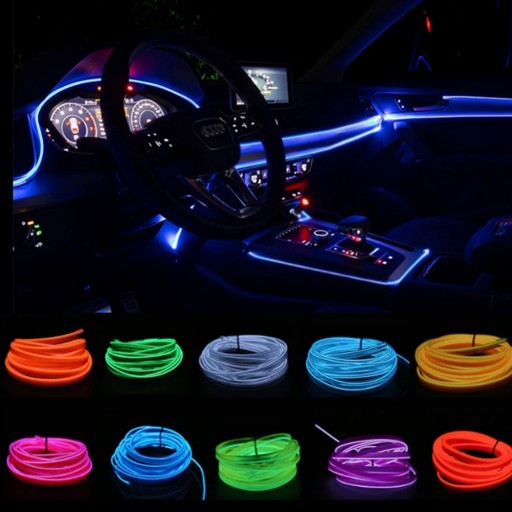 6x EL WIRE FIBER OPTIC LED RGB AMBIENT PILOT 2x8m