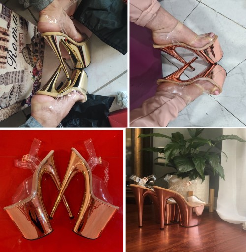 SANDAŁY DAMSKIE ZŁOTE NA PLATFORMIE WYSOKIE 20 CM SEXY SZPILKI SexyHeels 39