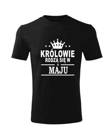 Koszulka T-shirt męska D453 KRÓLOWIE RODZĄ SIĘ W MAJU czarna rozm XXL