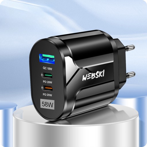 БЫСТРОЕ СЕТЕВОЕ ЗАРЯДНОЕ УСТРОЙСТВО ДЛЯ ТЕЛЕФОНА 3X USB USB-C 58 Вт PD QC КАБЕЛЬ USB C 1 М