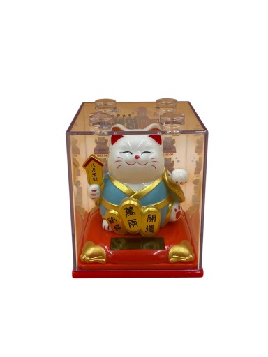 SOLARNY Japoński Kot Maneki-Neko Chiński Szczęścia 9cm