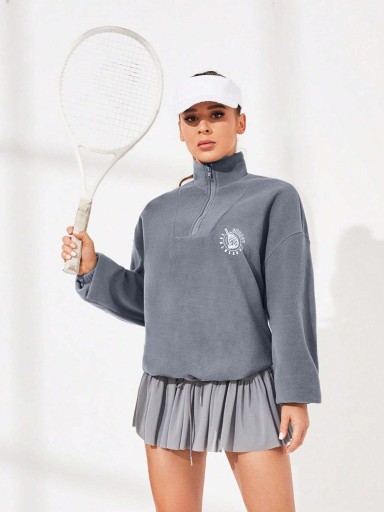 SHEIN SZARA BLUZA POLAROWA ZE ŚCIĄGACZEM NA ZAMEK TENIS S 26492
