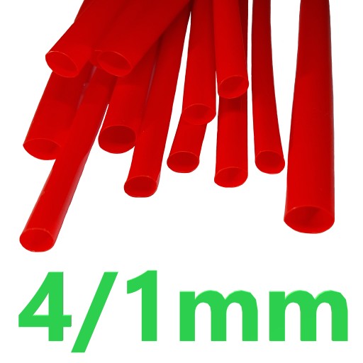 CIENKA RURKA TERMOKURCZLIWA BEZ KLEJU 1 METR 4/1mm CZERWONA