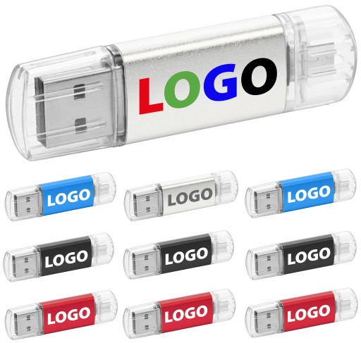 Флеш-накопитель MP1 duo 64 ГБ USB2.0 + USBC 10 шт. с ЛОГОТИПОМ