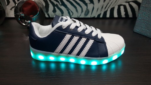 Спортивные кроссовки со светодиодной подсветкой GLOWING NAVY/WHITE USB 38