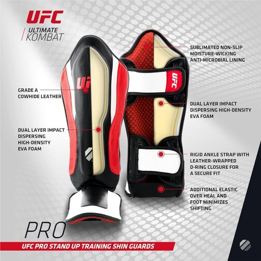 Защита голени и ног, кожаные щитки UFC PRO, кожаная защита для ММА.