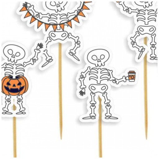 PIKERY NA MUFFINKI HALLOWEEN wesołe szkielety kościotrupy na babeczki