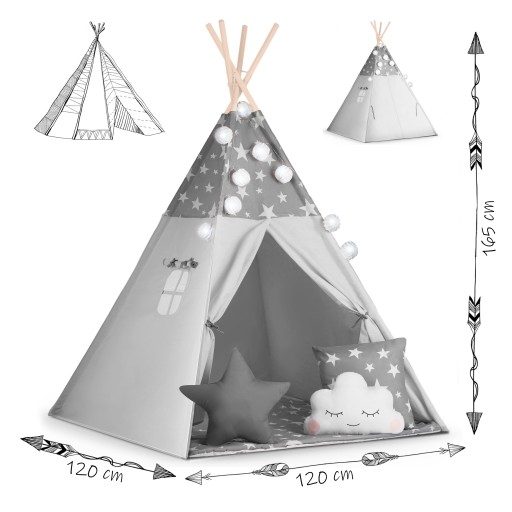 Детская палатка-вигвам TIPI TEEPEE Гирлянда Подушки Стабилизатор Nukido