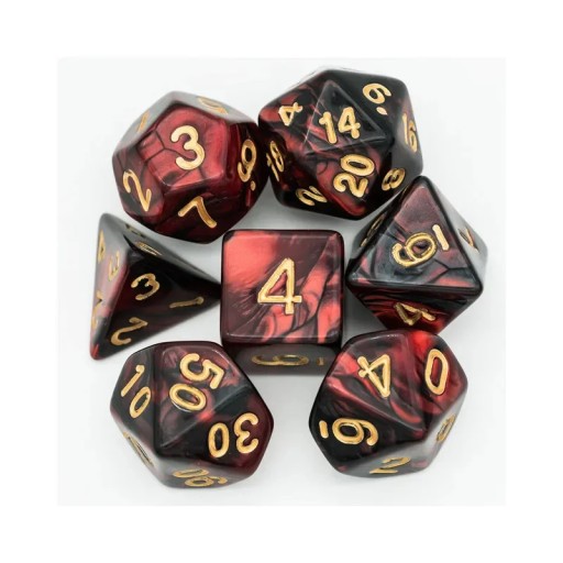 KRWAWY RUBIN ZESTAW 7 KOŚCI KOSTEK RPG