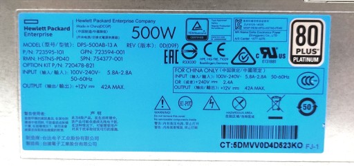 Оригинальный блок питания HP DPS-500AB-13 A, 723595-101 DL360