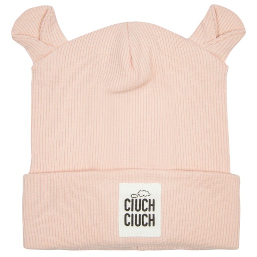 ШАПКА GIRLS' EARS RIBBED, пудрово-розовая, 48-50 см