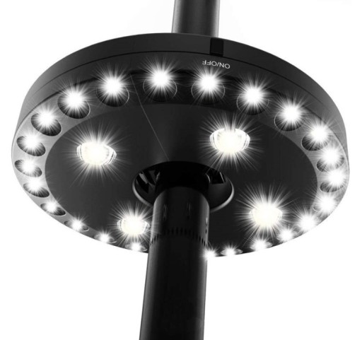 LAMPA LED POD PARASOL OGRODOWY 3 TRYBY CZARNA 16CM