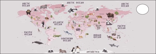 MATA DLA DZIECI na biurko micke 142x50 MAPA ŚWIATA