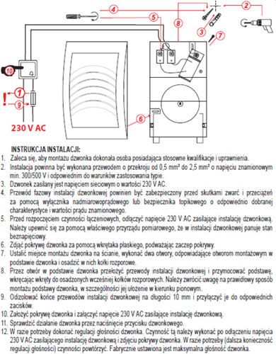 ПРОВОДНОЙ ЗВОНОК 230В БЕЛЫЙ DNS-002/N ZAMEL