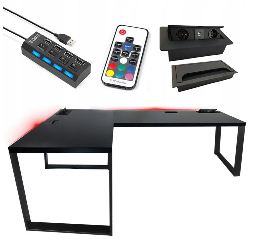 LOFT УГЛОВОЙ ИГРОВОЙ СТОЛ КОМПЬЮТЕР 240x160 РОЗЕТКИ ПРОИЗВОДИТЕЛЬ