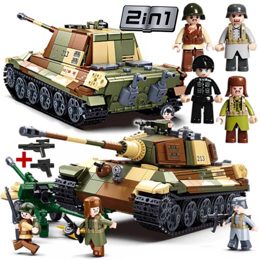 Строительные блоки ROYAL TIGER Tank, Panzer VI Tiger/Jagdpanther + LEGO WEAPONS