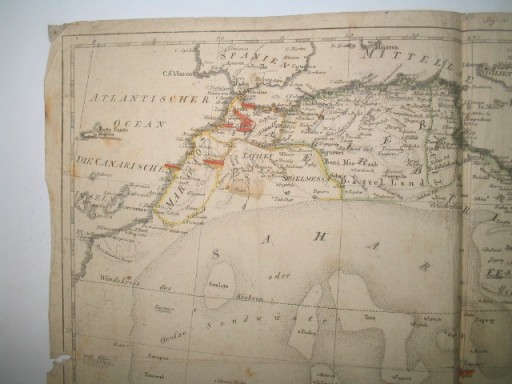 Старая карта АФРИКА 1808 Нордкусте Марокко Фес Алжир