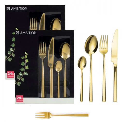AMBITION 60 SZTUĆCE OBIADOWE COMO GOLD ZŁOTE 2 x 24 WIDELCZYKI DLA 12 OSÓB