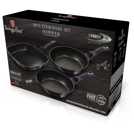 НАБОР ИЗ 3 ГРАФИТОВЫХ СКОВОРОД BERLINGER HAUS CARBON PRO