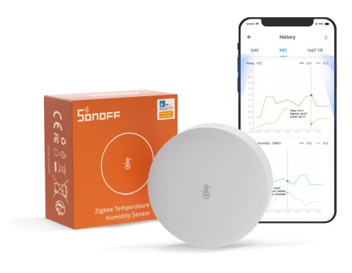 Датчик температуры и влажности ZigBee Sonoff SNZB-02P с магнитным основанием