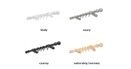KÓŁKA DO KARNISZA DREWNIANE 28mm szary 10 szt